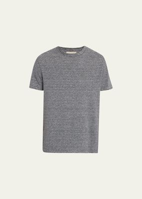 Men's Fine Stripe Cotton-Linen T-Shirt