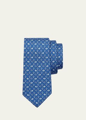 Men's Fish-Print Silk Tie