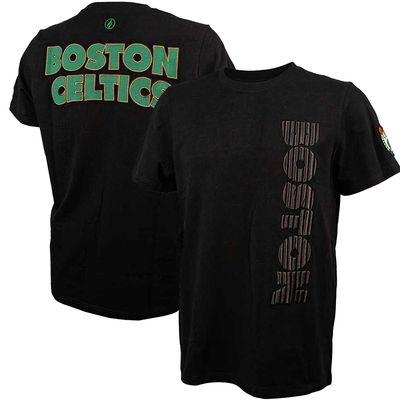 Men's FISLL Black Boston Celtics 3D Puff Print Sliced Logo T-Shirt