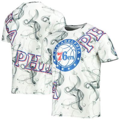 Men's FISLL White/Black Philadelphia 76ers Asymmetric Bold Smoke T-Shirt