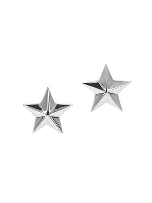 Men's Five-Point Star Sterling Silver Stud Earrings - Silver - Silver