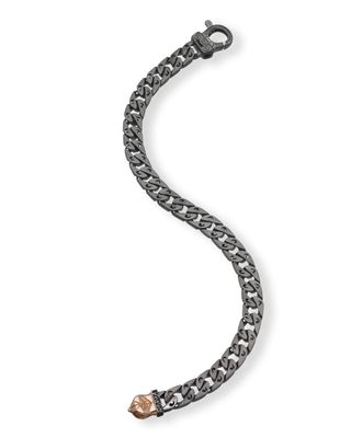 Men's Flaming Tongue Chain Bracelet with Black Diamonds