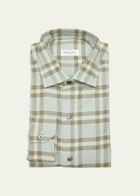 Men's Flannel Dress Shirt with Chest Pocket