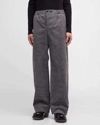 Men's Flannel-Printed Nubuck Trousers