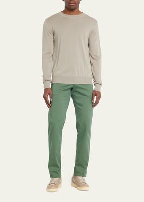 Men's Flat-Front Pants with Satin Finish