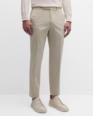 Men's Flat-Front Stretch Cotton Pants