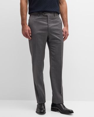 Men's Flat-Front Wool Pants