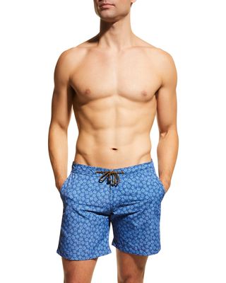 Men's Floating Square-Print Swim Shorts