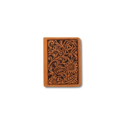 Men's Floral embossed bifold wallet in Tan Leather by Ariat
