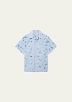 Men's Floral Lace Bowling Shirt