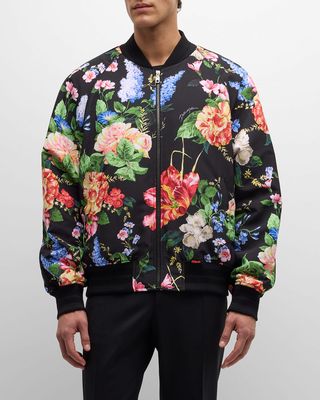 Men's Floral-Print Bomber Jacket