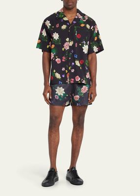 Men's Floral Print Camp Shirt
