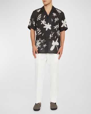 Men's Floral-Print Cotton Camp Shirt