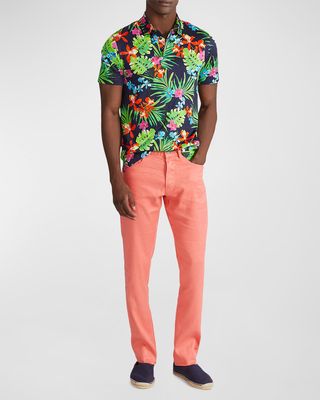 Men's Floral-Print Polo Shirt