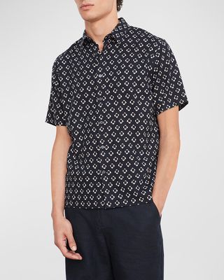 Men's Floral-Print Short Sleeve Sport Shirt