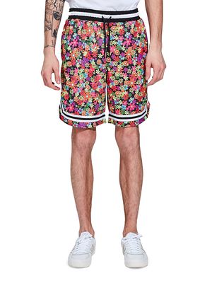 Men's Flower Child Basketball Shorts - Floral Multi - Size Small - Floral Multi - Size Small