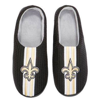 Men's FOCO Black New Orleans Saints Team Stripe Memory Foam Slide Slippers
