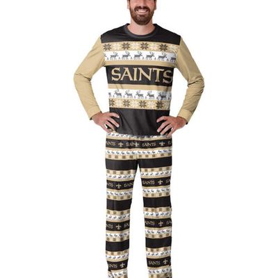 Men's FOCO Black New Orleans Saints Team Ugly Pajama Set