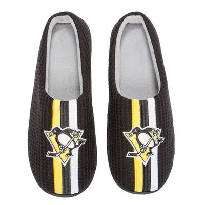 Men's FOCO Black Pittsburgh Penguins Team Stripe Memory Foam Slide Slippers