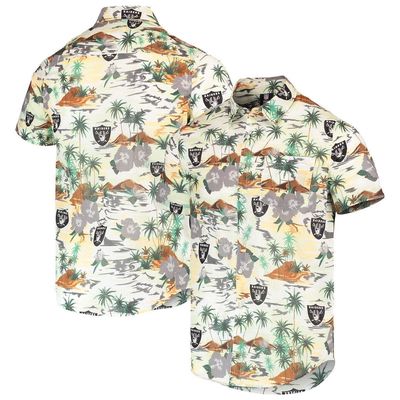 Men's FOCO Cream Las Vegas Raiders Paradise Floral Button-Up Shirt