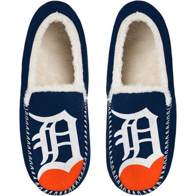 Men's FOCO Detroit Tigers Colorblock Moccasin Slippers in Navy