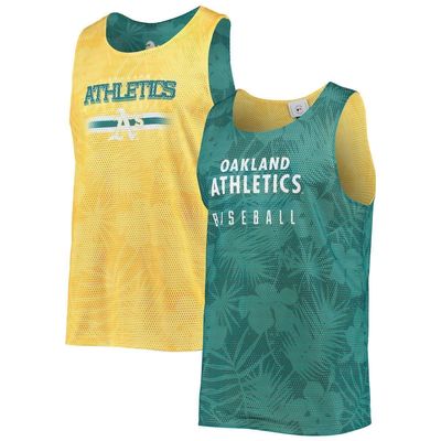 Men's FOCO Green/Gold Oakland Athletics Floral Reversible Mesh Tank Top