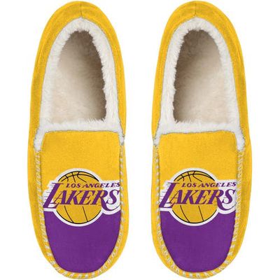 Men's FOCO Los Angeles Lakers Colorblock Moccasin Slippers in Yellow
