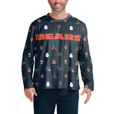 Men's FOCO Navy Chicago Bears Ugly Sweater Long Sleeve T-Shirt