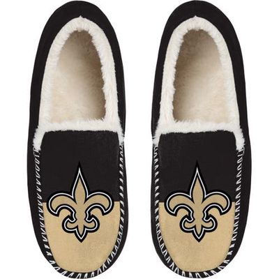 Men's FOCO New Orleans Saints Colorblock Moccasin Slippers in Black