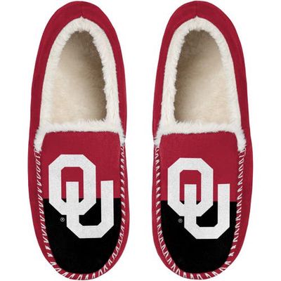 Men's FOCO Oklahoma Sooners Colorblock Moccasin Slippers in Red