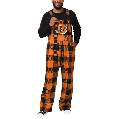 Men's FOCO Orange Cincinnati Bengals Big Logo Plaid Overalls