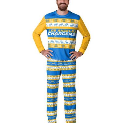 Men's FOCO Powder Blue Los Angeles Chargers Team Ugly Pajama Set