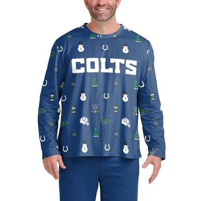 Men's FOCO Royal Indianapolis Colts Ugly Sweater Long Sleeve T-Shirt