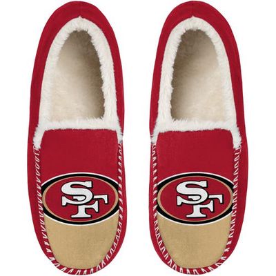 Men's FOCO San Francisco 49ers Colorblock Moccasin Slippers in Red
