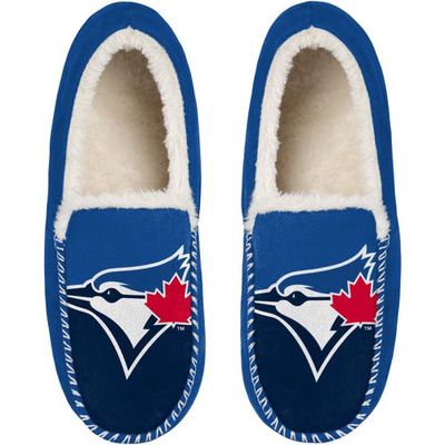 Men's FOCO Toronto Blue Jays Colorblock Moccasin Slippers in Navy