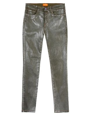Men's Foiled Metallic Jeans - Olive - Size 36