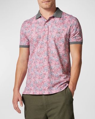 Men's Foliage-Print Polo Shirt