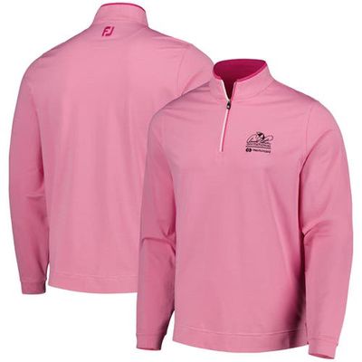 Men's FootJoy Pink Arnold Palmer Invitational Striped Quarter-Zip Jacket