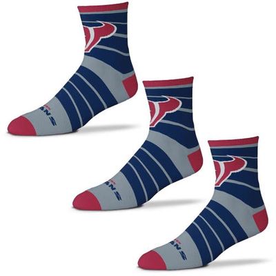 Men's For Bare Feet Houston Texans Three-Pack Quad Socks in Gray