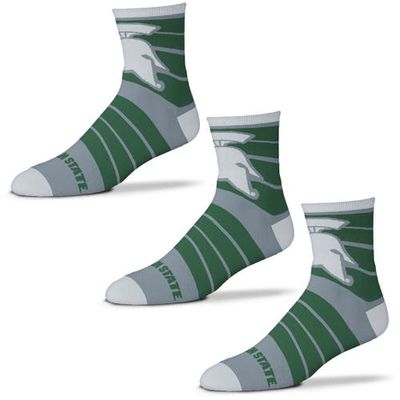 Men's For Bare Feet Michigan State Spartans Three-Pack Quad Socks in Gray