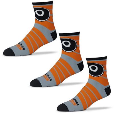 Men's For Bare Feet Philadelphia Flyers Three-Pack Quad Socks in Gray