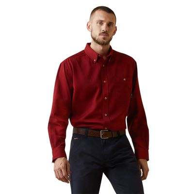 Men's FR Air Inherent Work Shirt in Red Heather, Size: Large_Tall by Ariat