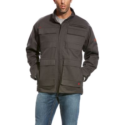 Men's FR Canvas Stretch Jacket in Dark Grey, Size: Small by Ariat
