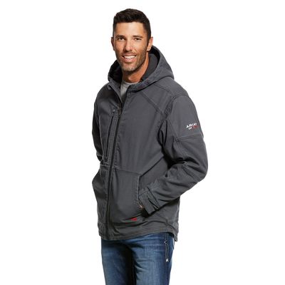 Men's FR DuraLight Stretch Canvas Jacket in Iron Grey, Size: Small by Ariat