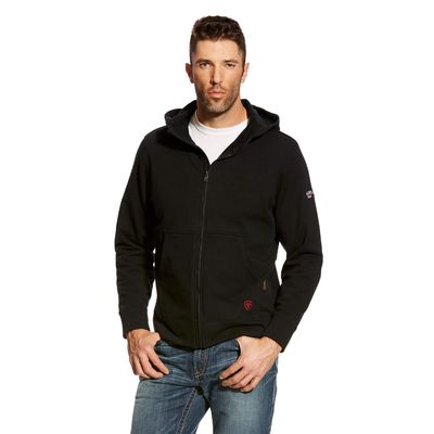 Men's FR DuraStretch Full Zip Hoodie Jacket in Black, Size: Small by Ariat