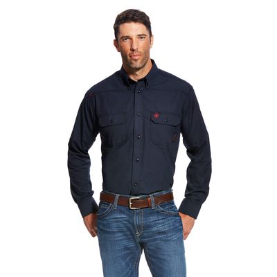 Men's FR Featherlight Work Shirt in Navy, Size: Small by Ariat