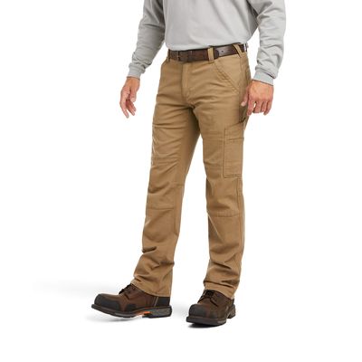 Men's FR M5 Stretch DuraLight Canvas Stackable Straight Leg Pant in Field Khaki Cotton, Size: 30 X by Ariat