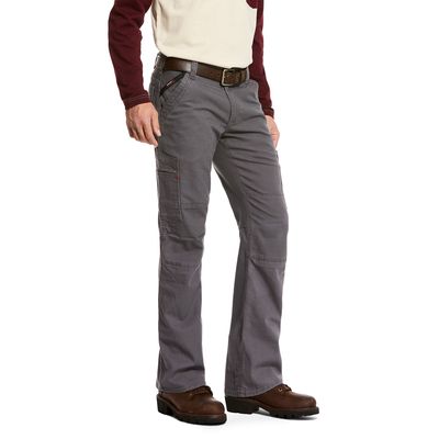 Men's FR M5 Stretch DuraLight Canvas Stackable Straight Leg Pant in Iron Grey Cotton, Size: 30 X by Ariat