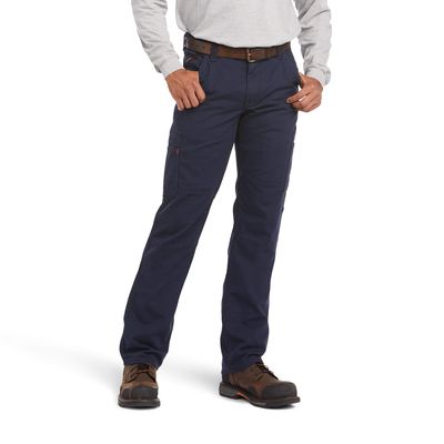Men's FR M5 Stretch DuraLight Canvas Stackable Straight Leg Pant in Navy Cotton