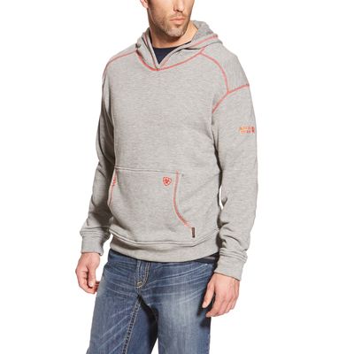 Men's FR Polartec Hoodie in Heather Grey, Size: Small by Ariat